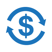 Dollar sign with two arrows forming a circle around it. 