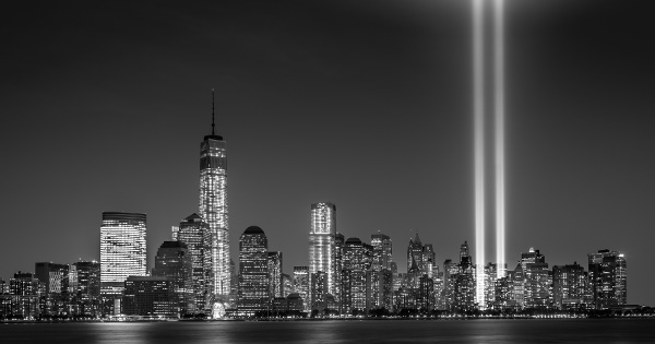 9/11 memorial flood lights