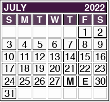 July 2022 Pension Payment Calendar