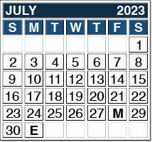 July 2023 Pension Payment Calendar