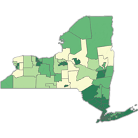 Map of New York State monitoring of honey bees.