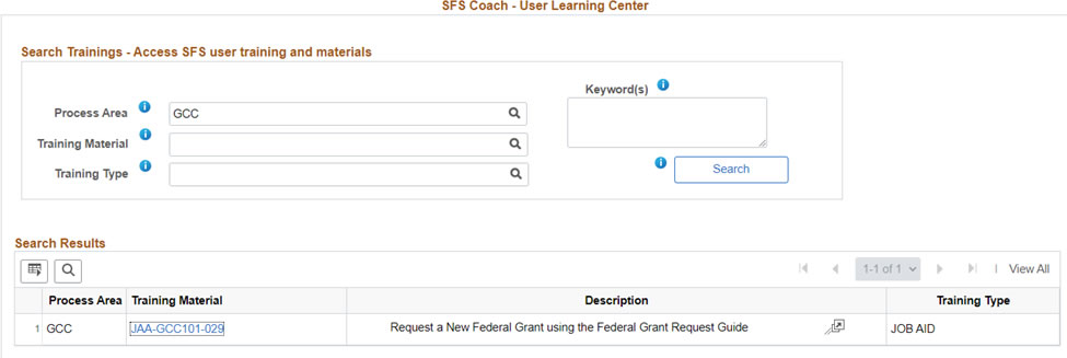 SFS Coach - User Learning Center