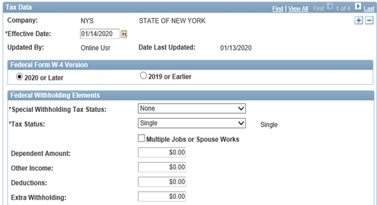 Image of Tax Data updates for employees without new Form W-4 